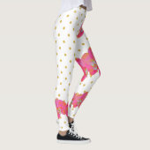 Leggings Aquarelle d'orchidée rose amusante, à petits pois  (Droite)