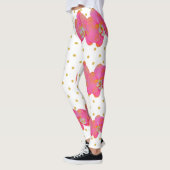 Leggings Aquarelle d'orchidée rose amusante, à petits pois  (Gauche)