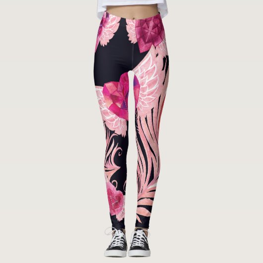 Leggings Aquarelle douce et transparente Motif de Valentine (Devant)