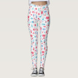 Leggings Aquarelle du scarabée<br><div class="desc">Aquarelle bugs et coléoptères motif en rose, rouge, bleu et turquoise sur un arrière - plan blanc. Parfait pour les entomologistes et les amoureux de la nature ! Art original de Nic Squirrell.</div>