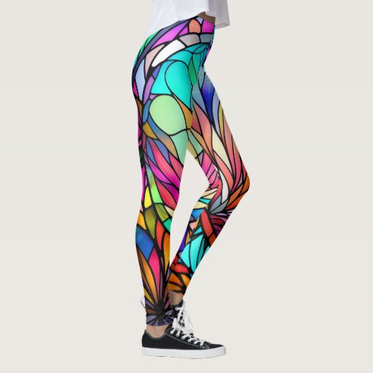 Leggings Aquarelle en verre tendu Style géométrique Abstrai (Droite)