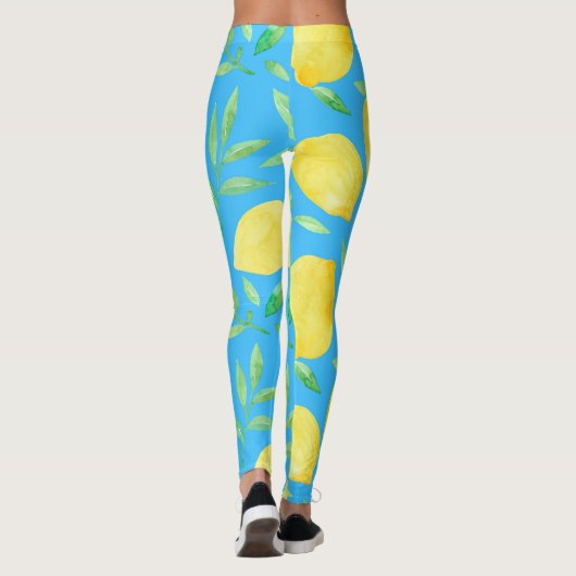 Leggings Aquarelle Esquisse Citrons Conception transparente (Dos)