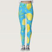Leggings Aquarelle Esquisse Citrons Conception transparente (Devant)