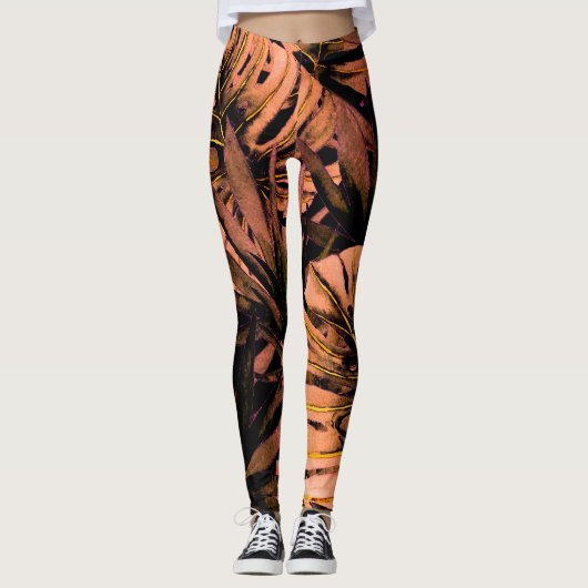 Leggings Aquarelle feuille tropicale, maillot de bain sans  (Devant)