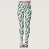 Leggings Aquarelle Feuille verte botanique (Devant)