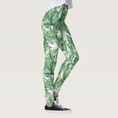 Leggings Aquarelle Feuille verte tropicale (Droite)