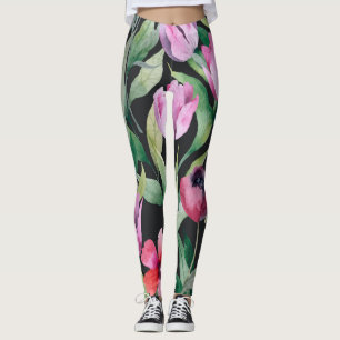 Leggings Aquarelle fleurie, belle motif sans couture.