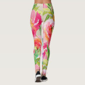 Leggings Aquarelle fleurie de printemps brillante moderne (Dos)