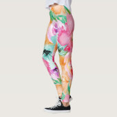 Leggings Aquarelle fleurie de printemps brillante moderne (Gauche)