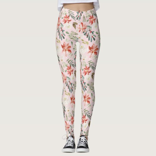 Leggings Aquarelle Fleurs d'hiver Fleurs d'Hiver Fruits cre (Devant)