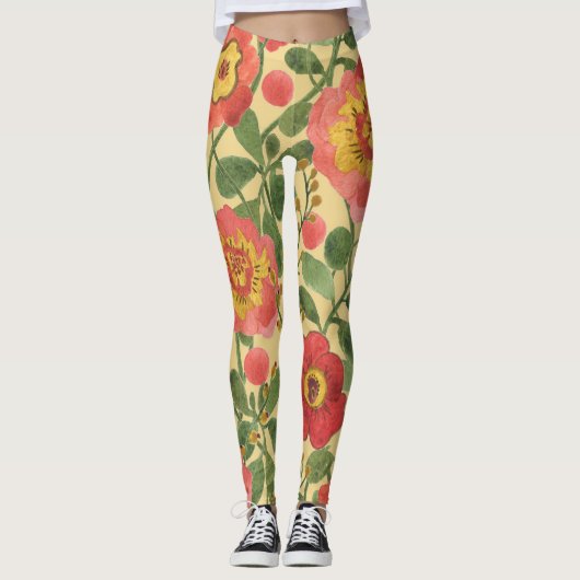 Leggings Aquarelle florale rétro : Élégance intemporelle (Devant)
