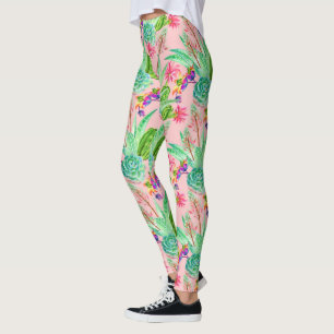 Leggings Aquarelle florissante Succulents Motif 2