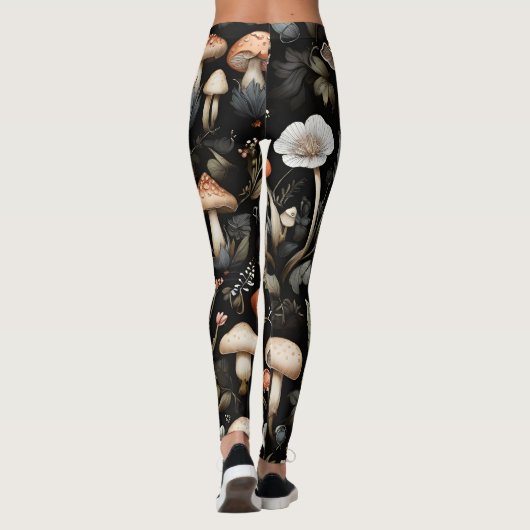 Leggings Aquarelle Forêt Verdure Champignons Automne (Dos)