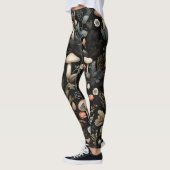 Leggings Aquarelle Forêt Verdure Champignons Automne (Gauche)