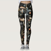 Leggings Aquarelle Forêt Verdure Champignons Automne (Devant)