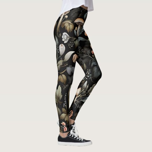 Leggings Aquarelle Forêt Verdure Champignons Automne (Droite)