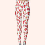 Leggings Aquarelle fraise<br><div class="desc">Aquarelle de fraise douce motif en rouge,  rose et blanc. Art original de Nic Squirrell.</div>