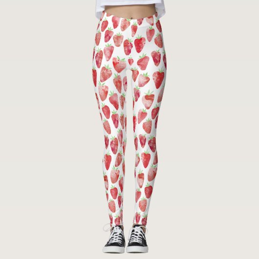 Leggings Aquarelle fraise (Devant)