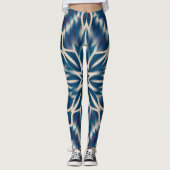 Leggings Aquarelle géométrique bleu blanc (Devant)