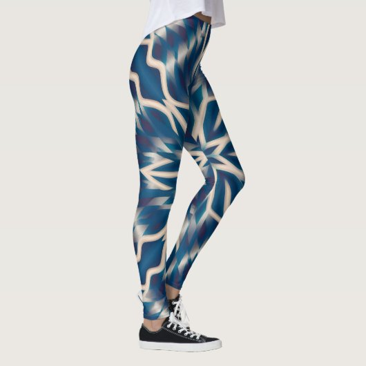 Leggings Aquarelle géométrique bleu blanc (Droite)