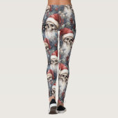 Leggings Aquarelle Gothique Crânes de Noël à Santa Hats (Dos)