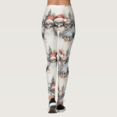 Leggings Aquarelle Gothique Crânes de Noël à Santa Hats (Dos)