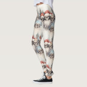 Leggings Aquarelle Gothique Crânes de Noël à Santa Hats (Gauche)
