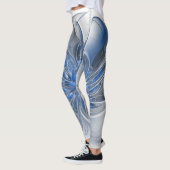 Leggings Aquarelle gris bleu Abstrait Fractal Art Flower (Gauche)