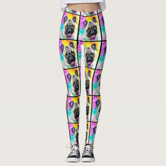 Leggings Aquarelle heureux sourire carlin chiot coloré legg