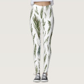 Leggings Aquarelle Hiver Vert Motif sans couture (Devant)