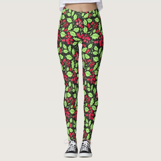 Leggings Aquarelle Holly et Berries (Devant)