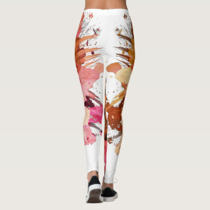 Leggings Aquarelle Huile Peinture rose Orange pinceau