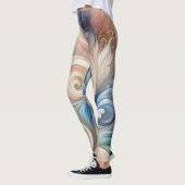 Leggings Aquarelle Imaginaire Floral Pastel Bleu & Crème (Gauche)