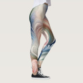 Leggings Aquarelle Imaginaire Floral Pastel Bleu & Crème (Droite)