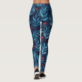 Leggings Aquarelle jardin nocturne - turquoise, bleu et rou (Dos)
