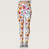 Leggings Aquarelle Joli rose et jaune Floral (Devant)