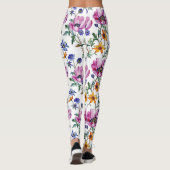 Leggings Aquarelle Joli violet et jaune Floral (Dos)
