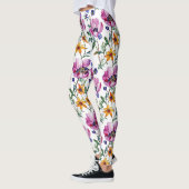 Leggings Aquarelle Joli violet et jaune Floral (Gauche)
