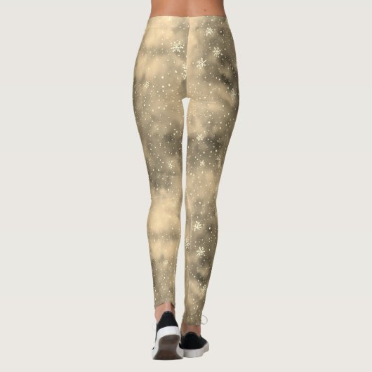 Leggings Aquarelle magique moderne or hiver Motif neige (Dos)