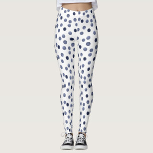 Leggings Aquarelle marine cercles pois main pointé sur la