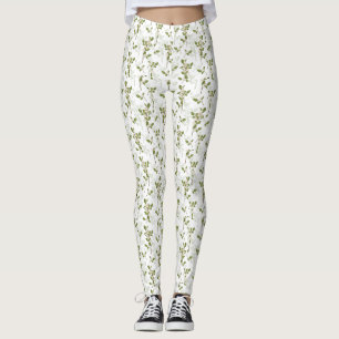 Leggings Aquarelle Mistletoe Plante d'hiver Motif transpare