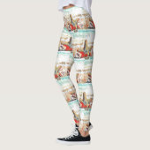 Leggings Aquarelle moderne des coquillages orange sur la pl (Gauche)