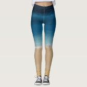 Leggings Aquarelle moderne Gold Blue Beach (Devant)