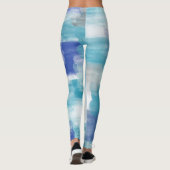 Leggings Aquarelle moderne turquoise et gris Art Abstrait (Dos)