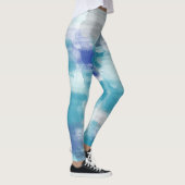Leggings Aquarelle moderne turquoise et gris Art Abstrait (Droite)