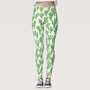 Leggings Aquarelle Motif Cactus - Vert