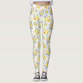 Leggings Aquarelle Motif Floral Jaune (Devant)