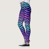 Leggings aquarelle ondulée - cyan et violet : (Gauche)