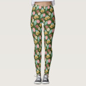 Leggings Aquarelle Ornements Noël Rouge Vert Jaune (Devant)