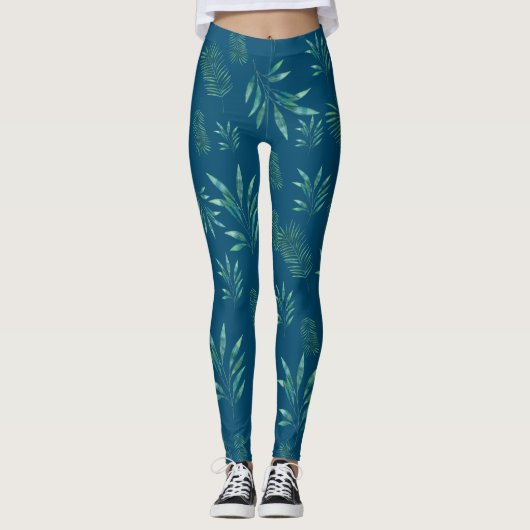 Leggings Aquarelle Palm Feuilles (Devant)